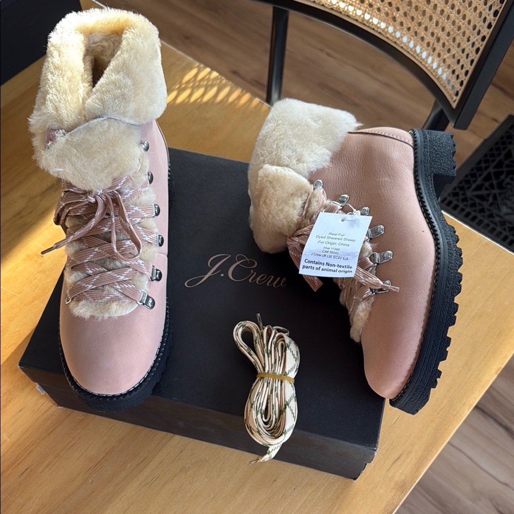J. Crew NORDIC Pink Fur-Lined Boots